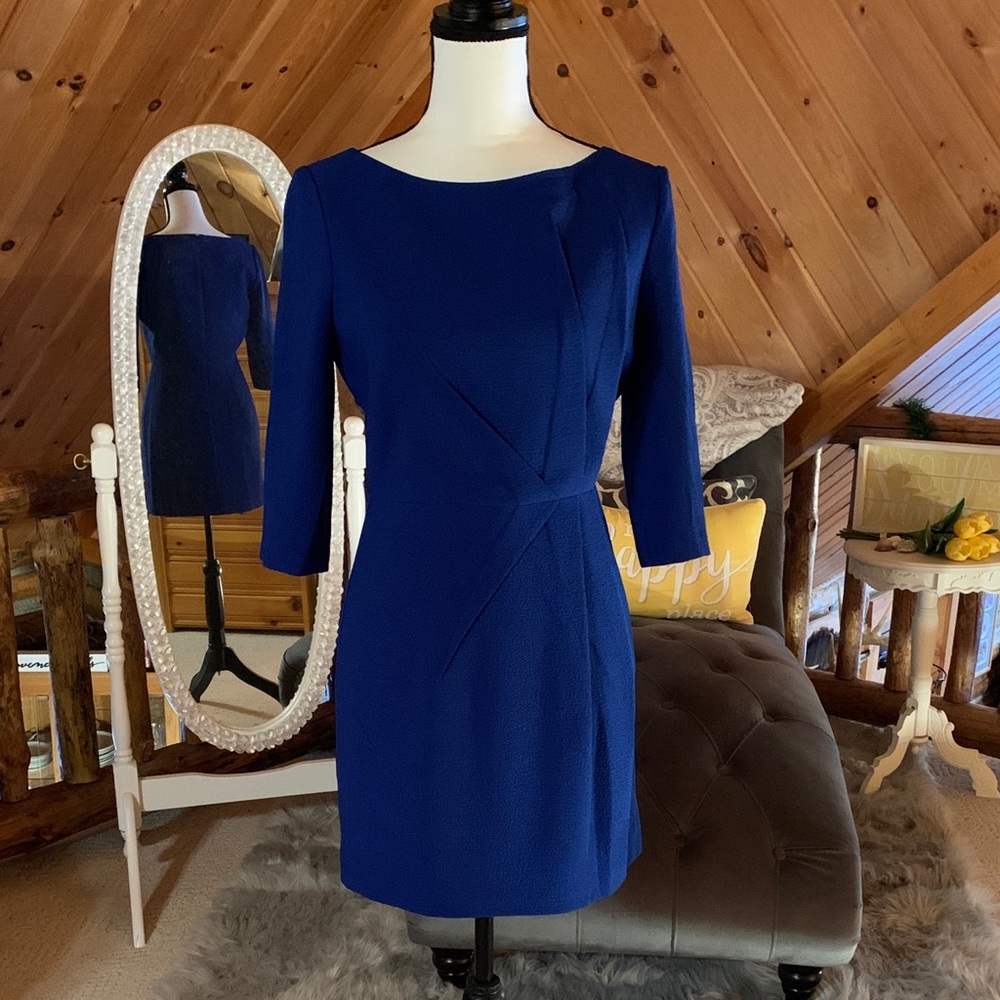 Black Halo Royal Blue Long Sleeve Dress